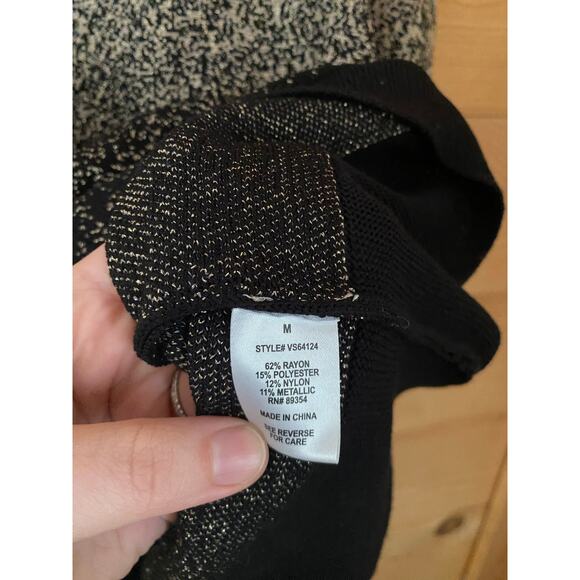 Adrienne Vittadini pullover ombré metallic sweater with pearl button neck size M - Picture 6 of 8